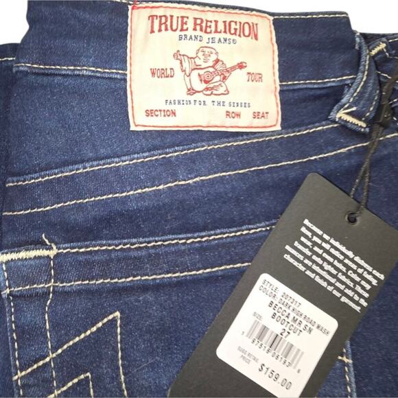 True‎ Religion Becca Mid Rise Bootcut Women's Dark Wash Blue Jeans Size 27 New - Picture 8 of 15